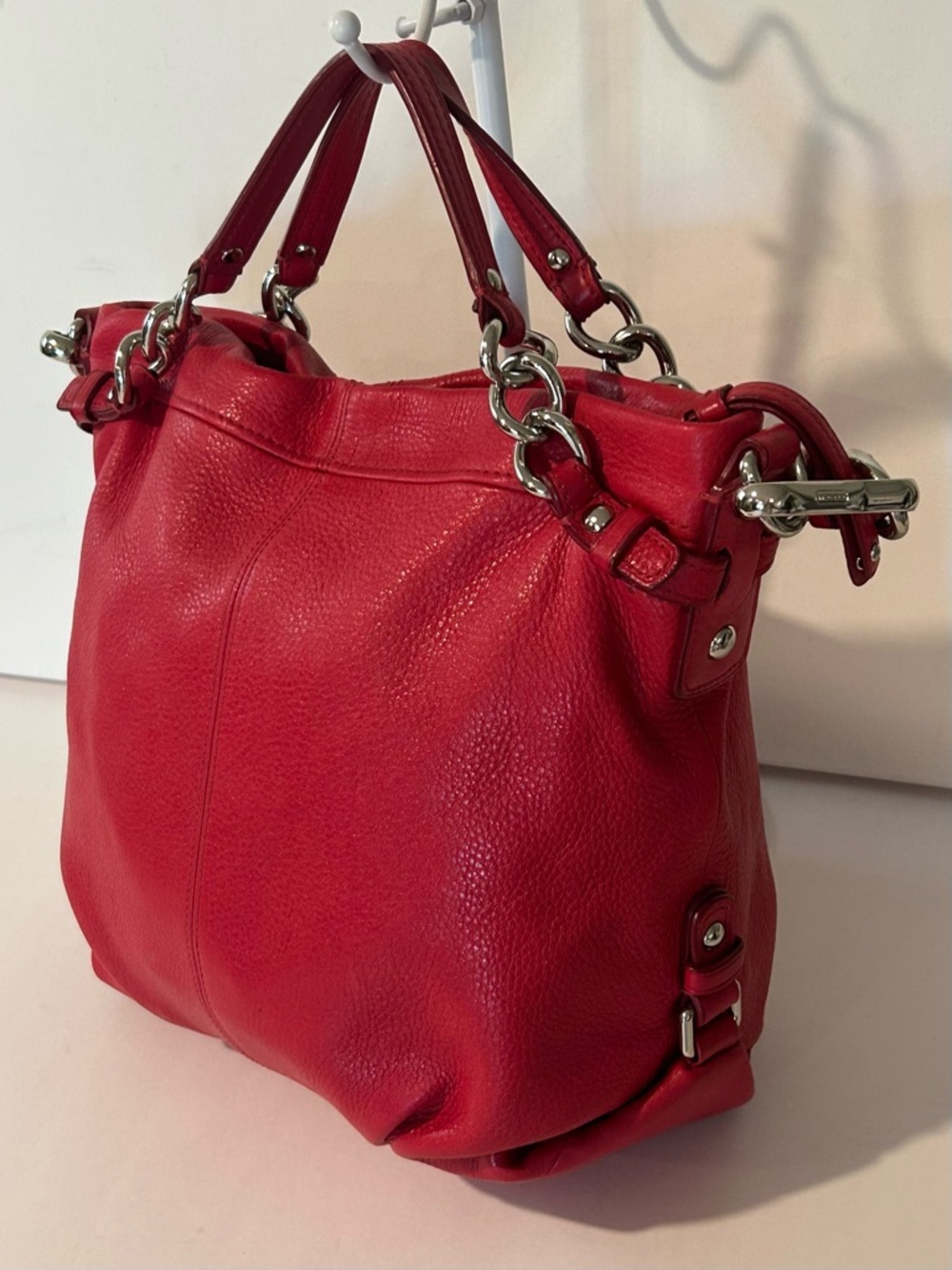 Coach Red Leather Shoulder Bag Silver Hardware Classic tote - Picture 7 of 15